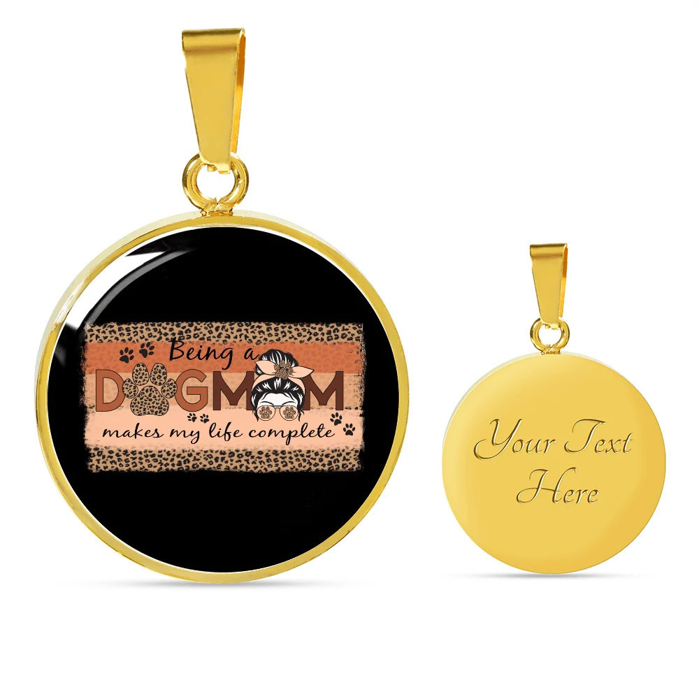 Dog Mom Makes Personalized Engraved Gold Circle Necklace Custom Name Date Gift